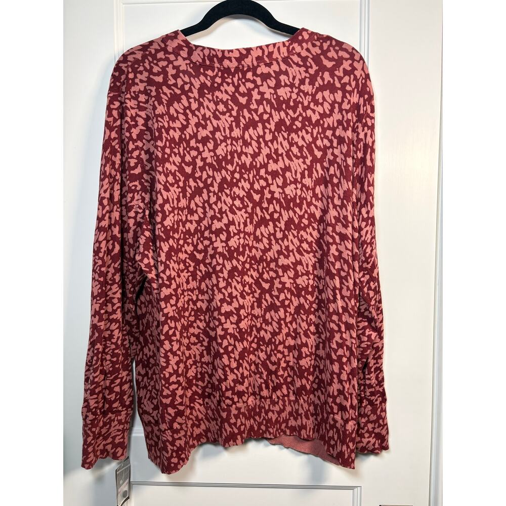 Merona Maroon Floral Cardigan Sweater Button Up V-Neck Plus Size 28W 30W 4X - Picture 2 of 5